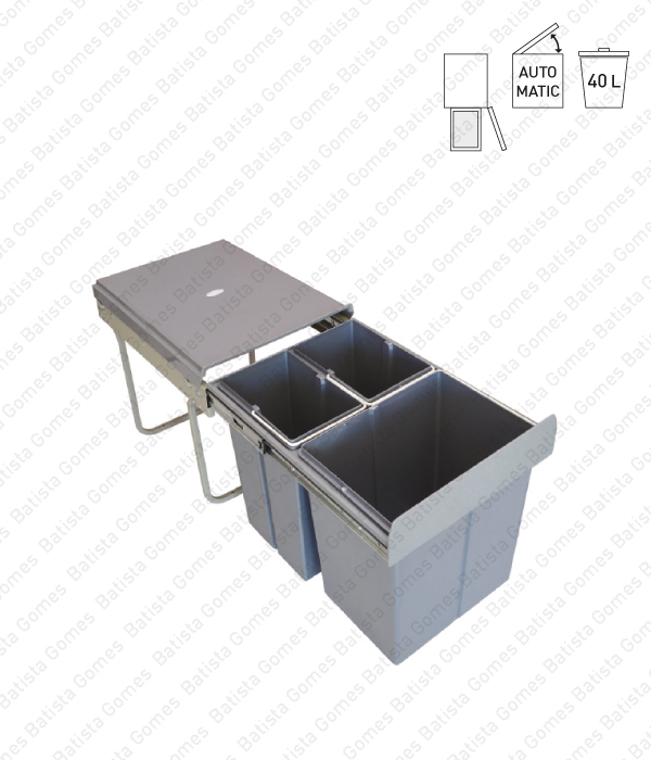 Balde para lixo extra�vel - Porta lateral - M�d. 400 - Autom�tico - 40L